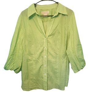 Michael Kors Women's Green Button Up Shirt. Size 16W.